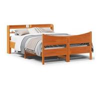 vidaXL Bedframe met hoofdbord massief grenenhout wasbruin 120x200 cm3307049 Marron G