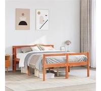 vidaXL Bedframe met hoofdbord massief grenenhout wasbruin 160x200 cm3305885 Marron G