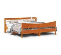 vidaXL Cadre de lit et tête de lit cire marron 180x200 cm bois de pin, sommier, cadre de lit double, cadre de lit en bois 3307037