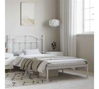 vidaXL Bedframe met hoofdbord metaal wit 100x190 cm353482 Blanc G