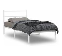 vidaXL Bedframe met hoofdbord metaal wit 100x190 cm355408 Blanc G