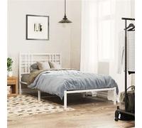 vidaXL Cadre de lit métal sans matelas et tête de lit blanc 100x190 cm