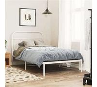 vidaXL Cadre de lit en métal 377160 sans matelas avec tête de lit blanc 100x190 cm