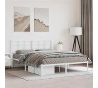 vidaXL Bedframe met hoofdbord metaal wit 150x200 cm355612 Blanc G
