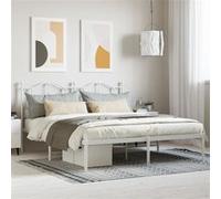 vidaXL Bedframe met hoofdbord metaal wit 180x200 cm353492 Blanc G