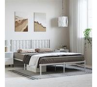 vidaXL Bedframe met hoofdbord metaal wit 193x203 cm374492 Blanc G