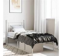 vidaXL Bedframe met hoofdbord metaal wit 80x200 cm374379 Blanc G