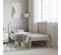 vidaXL Cadre de lit métal avec tête de lit Blanc 90x190 cm, lit Simple, Meuble de Chambre à Coucher, lit d'invité, lit, Cadre de lit en métal, sommier