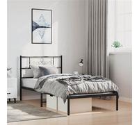 vidaXL Cadre de lit métal avec tête de lit noir 100x200 cm Noir