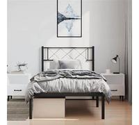 vidaXL Cadre de lit métal avec tête de lit noir 100x200 cm