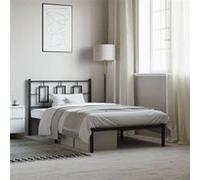 vidaXL Cadre de lit métal sans matelas avec tête de lit noir 107x203cm