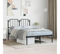 vidaXL Bedframe met hoofdbord metaal zwart 120x190 cm373884 Noir G