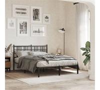 vidaXL Bedframe met hoofdbord metaal zwart 135x190 cm376323 Noir G