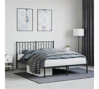 vidaXL Bedframe met hoofdbord metaal zwart 140x190 cm374437 Noir G