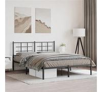vidaXL Bedframe met hoofdbord metaal zwart 150x200 cm355563 Noir G