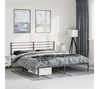 vidaXL Bedframe met hoofdbord metaal zwart 183x213 cm352324 Noir G