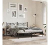 vidaXL Cadre de lit métal sans matelas avec tête de lit noir 183x213cm