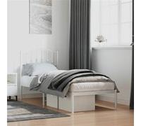 vidaXL Bedframe met hoofdbord zonder matras metaal wit 75x190 cm373828 Blanc G