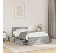 vidaXL Cadre de lit et tête de lit sans matelas gris béton 90x200 cm