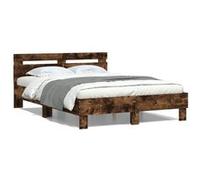 vidaXL Bedframe met hoofdeinde bewerkt hout gerookt eiken 135x190 cm3207445 Marron G