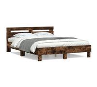 vidaXL Bedframe met hoofdeinde bewerkt hout gerookt eiken 140x190 cm3207438 Marron G