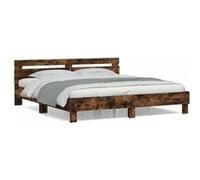 vidaXL Bedframe met hoofdeinde bewerkt hout gerookt eiken 200x200 cm3207396 Marron G