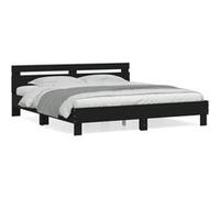 vidaXL Bedframe met hoofdeinde bewerkt hout zwart 200x200 cm3207393 Noir G
