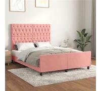 vidaXL Bedframe met hoofdeinde fluweel roze 140x200 cm3125945 Rose G