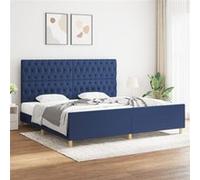 vidaXL Cadre de lit avec tête de lit Bleu 200 x 200 cm Tissu