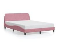 vidaXL Cadre de lit Dover – Rembourré avec tête de lit et sommier à lattes – Rose 140x190 cm Velours