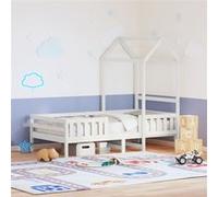 vidaXL Bedframe met huisje massief grenenhout wit 80x200 cm3282163 Blanc G