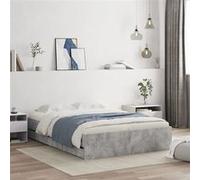 vidaXL Cadre de lit avec tiroirs 3207311 sans matelas gris béton 135x190 cm