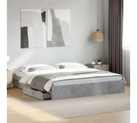 vidaXL Bedframe met lades bewerkt hout betongrijs 200x200 cm3280632 Gris G