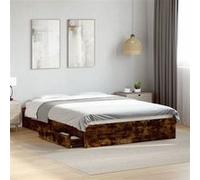 vidaXL Cadre de lit avec tiroirs sans matelas chêne fumé 135x190 cm