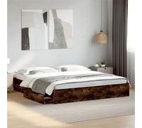 vidaXL Cadre de lit double 3280633 avec tiroirs 200x200 cm Bois d'ingénierie Chêne fumé Marron G