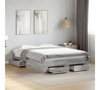 vidaXL Cadre de lit et tiroirs Sonoma Gris 120x200cm Bois d'ingénierie, lit, lit de Rangement, Cadre de lit Double, lit Double
