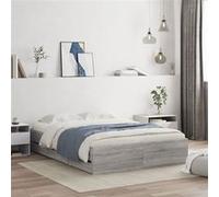 vidaXL Cadre de lit avec tiroirs sans matelas sonoma gris 135x190 cm