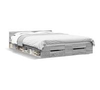 vidaXL Cadre de lit avec tiroirs sans matelas sonoma gris 135x190 cm