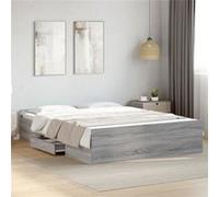 vidaXL Cadre de lit avec tiroirs sans matelas sonoma gris 140x200 cm