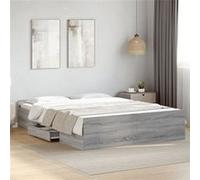vidaXL Cadre de lit à tiroirs sonoma gris 150x200 cm bois d'ingénierie