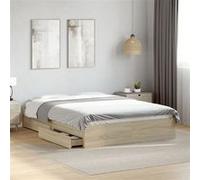vidaXL Cadre de lit avec tiroirs sans matelas chêne Sonoma 135x190 cm