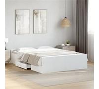 Bedframe met lades bewerkt hout wit 135x190 cm3280314