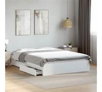 vidaXL Cadre de lit avec tiroirs sans matelas blanc 135x190 cm