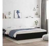 vidaXL Cadre de lit 3207246 en bois d'ingénierie avec tiroirs noir 200x200 cm sans matelas