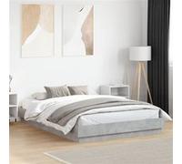 vidaXL Cadre de lit avec LED sans matelas gris béton 160x200 cm