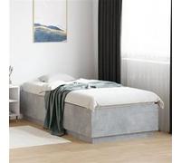 vidaXL Bedframe met LED-verlichting bewerkt hout betongrijs 90x200 cm3209635 Gris G