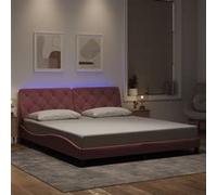 vidaXL Cadre de lit avec LED sans matelas velours rose 180x200 cm