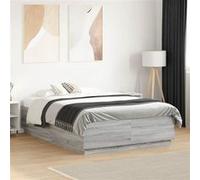 vidaXL Bedframe met LED-verlichting grijs sonoma eiken 135x190 cm3209651 Gris G