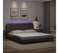 vidaXL Bedframe met LED-verlichting kunstleer bruin 180x200 cm3213950 Marron G