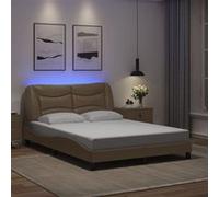 vidaXL Bedframe met LED-verlichting kunstleer cappuccino 140x190 cm3213931 Cappuccino G
